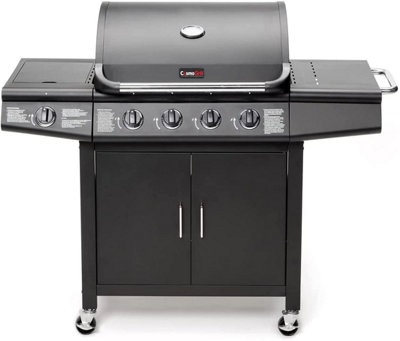 CosmoGrill Pro 4+1 Black Gas Barbecue with Side Burner and Storage