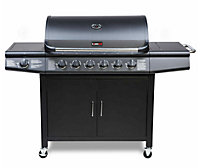 CosmoGrill Pro 6+1 Black Gas Barbecue with Side Burner and Storage