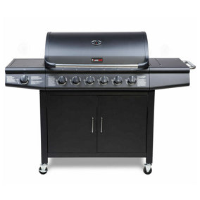 CosmoGrill Pro 6+1 Black Gas Barbecue with Side Burner and Storage