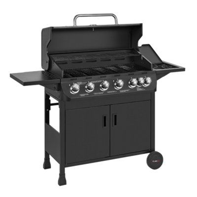 CosmoGrill Pro 6+1 Black Gas Barbecue with Side Burner and Storage - 3