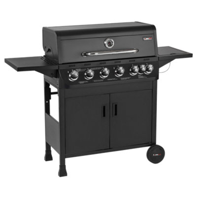 CosmoGrill Pro 6+1 Black Gas Barbecue with Side Burner and Storage - 4