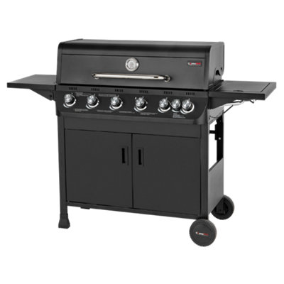 CosmoGrill Pro 6+1 Black Gas Barbecue with Side Burner and Storage - 5