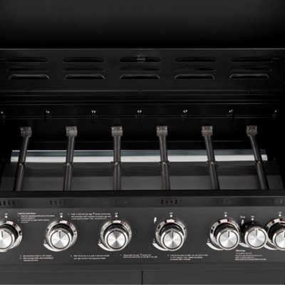 CosmoGrill Pro 6+1 Black Gas Barbecue with Side Burner and Storage - 6