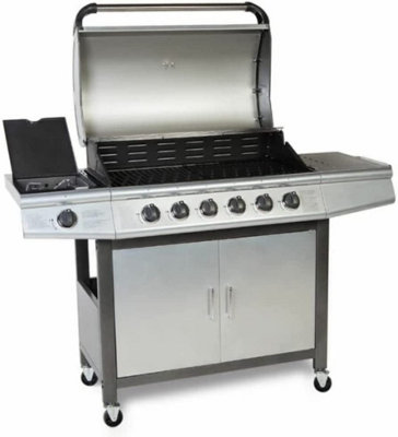 CosmoGrill Pro 6+1 Silver Gas Barbecue with Side Burner and Storage