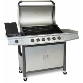 CosmoGrill Pro 6+1 Silver Gas Barbecue with Side Burner and Storage