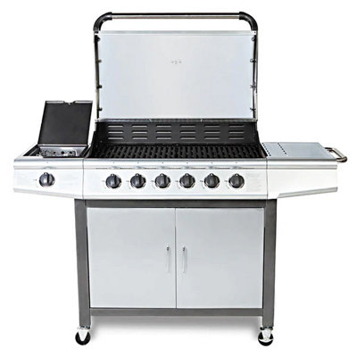 CosmoGrill Pro 6+1 Silver Gas Barbecue with Side Burner and Storage