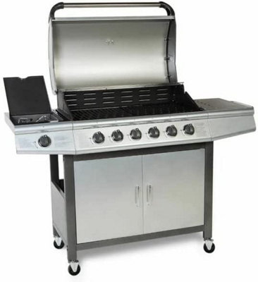 CosmoGrill Pro 6+1 Silver Gas Barbecue with Side Burner and Storage - 7