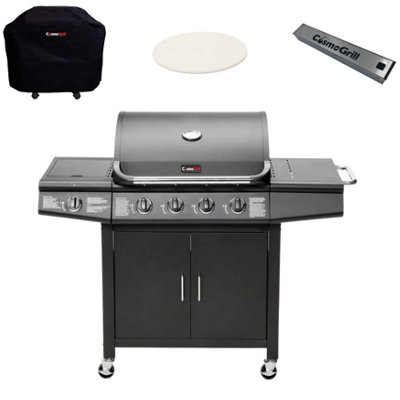 CosmoGrill Pro Deluxe 5 Gas Burner 4+1 Barbecue Grill with Storage, Weatherproof Cover, Pizza Stone, Smoker Box