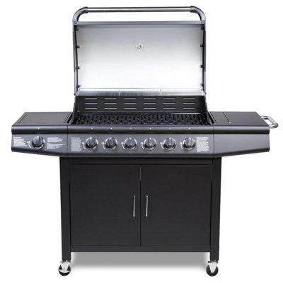 CosmoGrill Pro Deluxe 7 Gas Burner 6+1 Barbecue Grill, Stainless-Steel Warming Rack, Side-Burner, Built-in Temperature Gauge