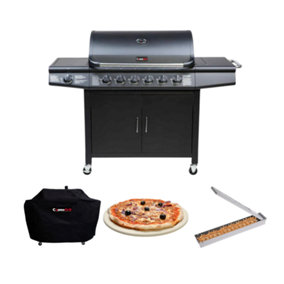 CosmoGrill Pro Deluxe 7 Gas Burner 6+1 Barbecue Grill with Cover, Pizza Stone and Smoker Box