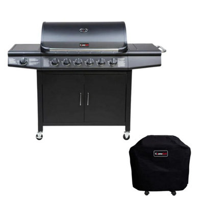 Pro Deluxe 7 Gas Burner 6+1 BBQ Grill Cover Stainless Steel Warming Rack &amp Side Burner