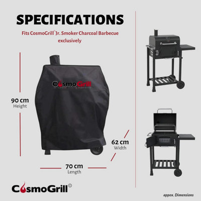 CosmoGrill Smoker Jr. BBQ Cover Waterproof Heavy Duty with Anti-UV Protection Barbecue Cover, 600D Oxford Cloth, Adjustable Straps