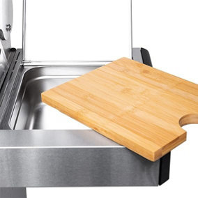 CosmoGrill Stainless Steel Side Table,Bamboo Wooden Cutting Board & Storage- Platinum & Premium Black BBQ - FREE NEXT-DAY DELIVERY