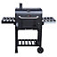 CosmoGrill XL Smoker Black Charcoal Barbecue with Wheels Folding Side Tray and Vents