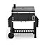 CosmoGrill XXL Smoker Black Charcoal Barbecue with Wheels Foldable Side Tray and Vents with Cover