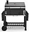 CosmoGrill XXL Smoker Black Charcoal Barbecue with Wheels Foldable Side Tray and Vents