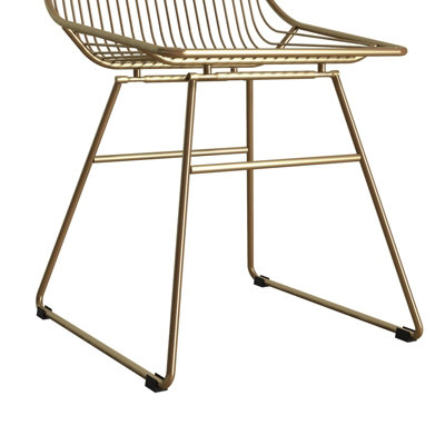 CosmoLiving Astrid Single Wire Metal Dining Chair Gold Geometric