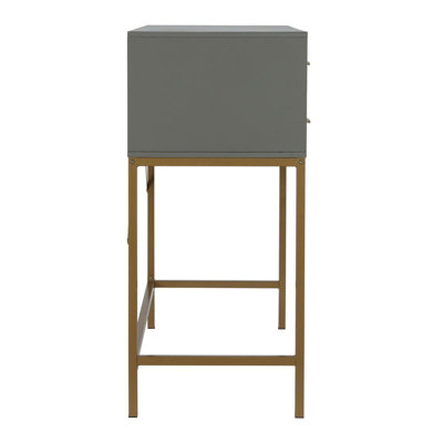 Cosmoliving Wooden Grey Lennon Console Bar Table Desk Unit With Storage Drawers