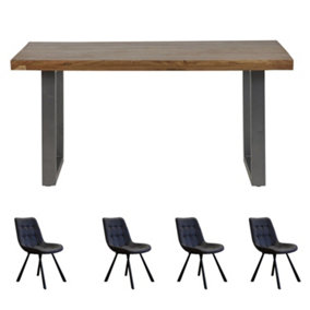 Cosmopolitan Industrial Rectangular Dining Table Set With 4 Chairs