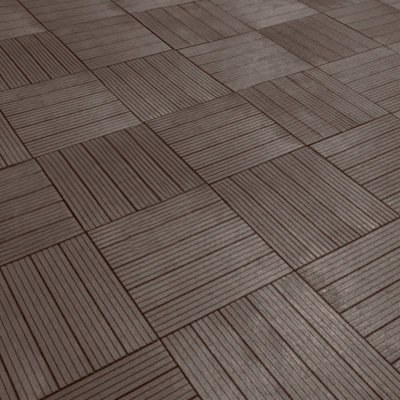 Cosmpolitan Pack of 10 ECO Interlocking 30x30cm Decking Tiles in Coffee