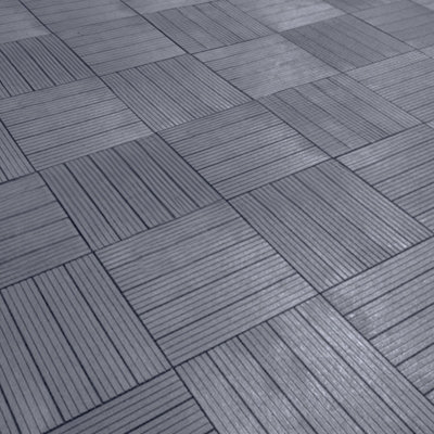 Cosmpolitan Pack of 10 ECO Interlocking 30x30cm Decking Tiles in Cool Grey