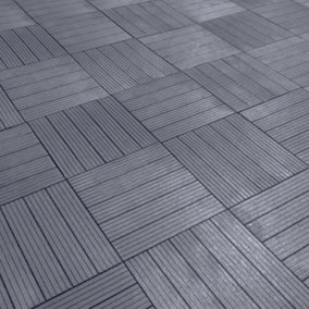Cosmpolitan Pack of 10 ECO Interlocking 30x30cm Decking Tiles in Cool Grey