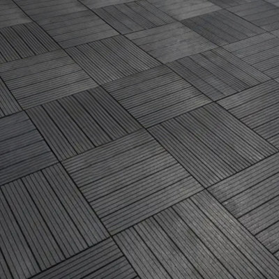Cosmpolitan Pack of 10 ECO Interlocking 30x30cm Decking Tiles in Graphite