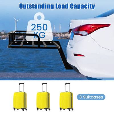 Costway 1.2M x 0.5M Trailer Hitch Mounted Cargo Carrier 250kg Capacity Rust-proof Cargo Basket