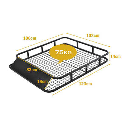 Costway 1.2M x 1M Steel Cargo Roof Rack Basket Cars Luggage Carrier 75kg Weight Capacity
