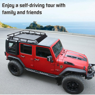 Costway 1.2M x 1M Steel Cargo Roof Rack Basket Cars Luggage Carrier 75kg Weight Capacity - 3
