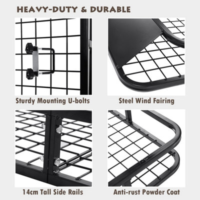 Costway 1.2M x 1M Steel Cargo Roof Rack Basket Cars Luggage Carrier 75kg Weight Capacity - 4
