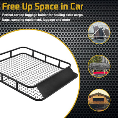 Costway 1.2M x 1M Steel Cargo Roof Rack Basket Cars Luggage Carrier 75kg Weight Capacity - 5