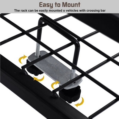 Costway 1.2M x 1M Steel Cargo Roof Rack Basket Cars Luggage Carrier 75kg Weight Capacity - 6