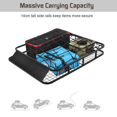 Costway 1.2M x 1M Steel Cargo Roof Rack Basket Cars Luggage Carrier 75kg Weight Capacity - 7