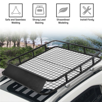 Costway 1.2M x 1M Steel Cargo Roof Rack Basket Cars Luggage Carrier 75kg Weight Capacity - 8