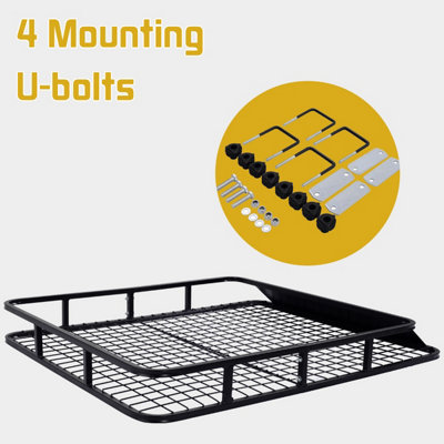 Costway 1.2M x 1M Steel Cargo Roof Rack Basket Cars Luggage Carrier 75kg Weight Capacity - 9