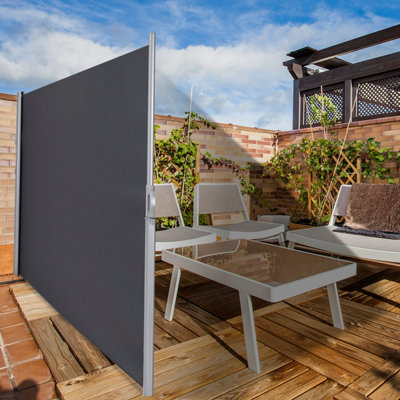 Costway 1.6 x 3M Retractable Folding Side Awning Screen Sun Shade & Wind Screen - 3