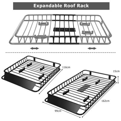 Costway 1.6M X 1M Universal Roof Rack Cargo Carrier Expandable Luggage Top Tray Holder
