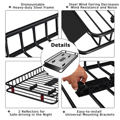 Costway 1.6M X 1M Universal Roof Rack Cargo Carrier Expandable Luggage Top Tray Holder - 9