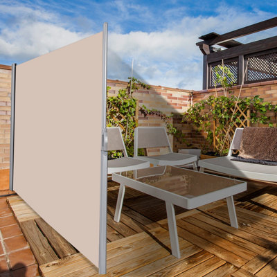Costway 1.8x3M Retractable Deck Side Awning ScreenFence Garden Privacy Divider - 4
