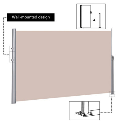 Costway 1.8x3M Retractable Deck Side Awning ScreenFence Garden Privacy Divider - 7