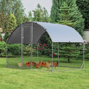 Costway 1.9 x 2.8 M Large Metal Chicken Coop Walk-in Poultry Cage W/ Waterproof Sun-protective Cover