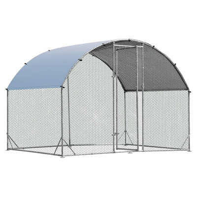 Costway 1.9 x 2.8 M Large Metal Chicken Coop Walk-in Poultry Cage W/ Waterproof Sun-protective Cover