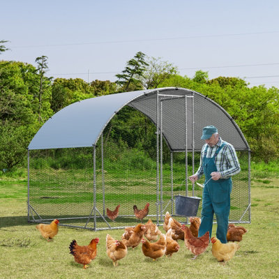 Costway 1.9 x 2.8 M Large Metal Chicken Coop Walk-in Poultry Cage W/ Waterproof Sun-protective Cover - 6
