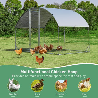 Costway 1.9 x 2.8 M Large Metal Chicken Coop Walk-in Poultry Cage W/ Waterproof Sun-protective Cover - 7