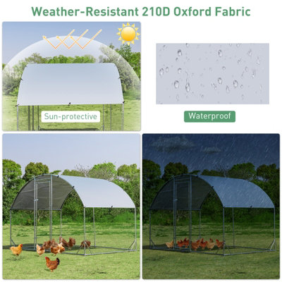 Costway 1.9 x 2.8 M Large Metal Chicken Coop Walk-in Poultry Cage W/ Waterproof Sun-protective Cover - 5