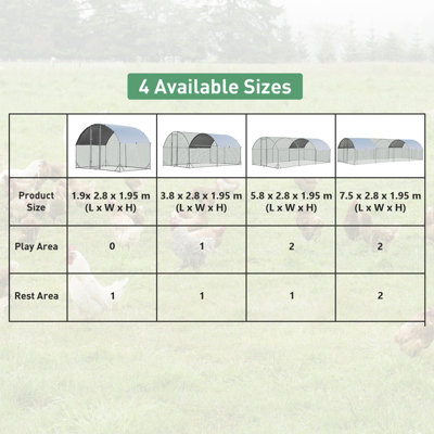 Costway 1.9 x 2.8 M Large Metal Chicken Coop Walk-in Poultry Cage W/ Waterproof Sun-protective Cover - 9