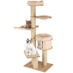 Costway 1.9M Cat Tree Multi-Level Wooden Cat Tower Activity Center w/ Scratch Posts