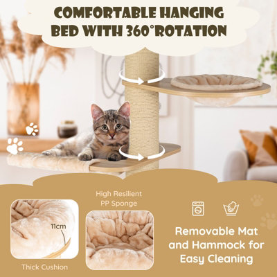 Costway 1.9M Cat Tree Multi-Level Wooden Cat Tower Activity Center w/ Scratch Posts - 5