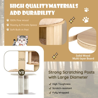 Costway 1.9M Cat Tree Multi-Level Wooden Cat Tower Activity Center w/ Scratch Posts - 7